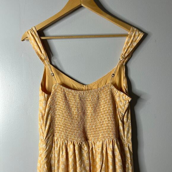 Abercrombie & Fitch Cinched Floral Midi Dress Women’s Large Yellow Cottagecore - Picture 5 of 9